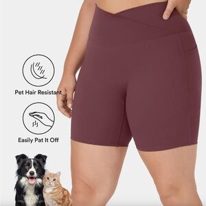 Halara Patitoff Pet Hair Resistant Crossover Side Pocket Biker Shorts